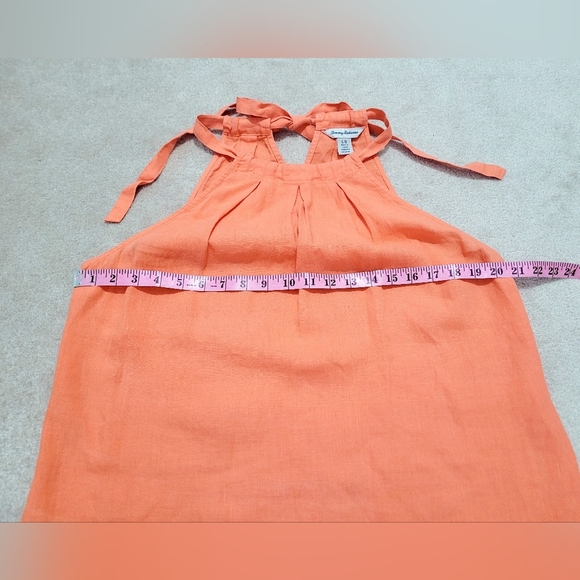 Tommy Bahama Women’s 100% Linen Halter Top SZ Large Orange Tie-Back Summer Tank - Picture 6 of 9